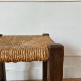 Wooden stool and antique straw