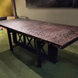 Raw steel dining table