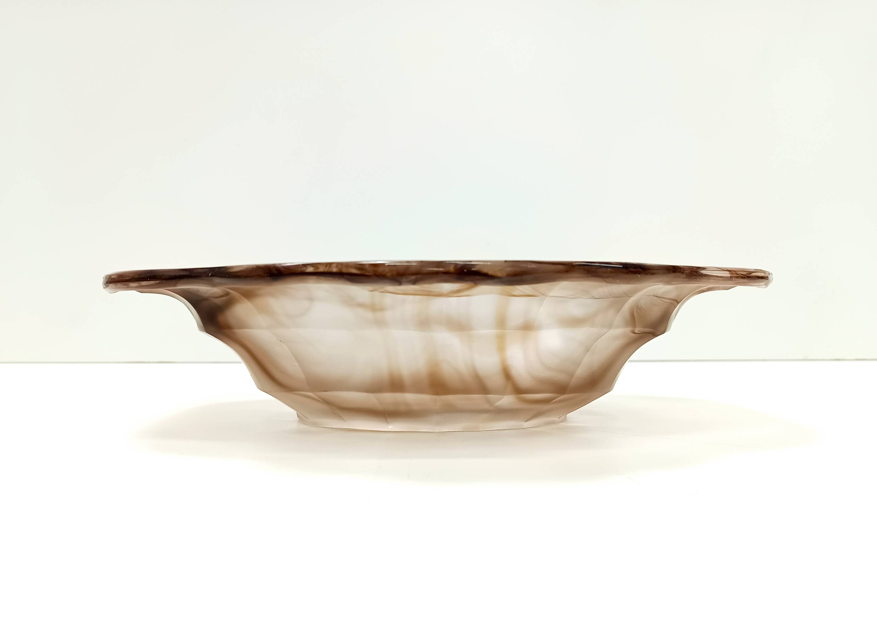 Sepia Cloud Glass Trinket Bowl or Centerpiece by George Davidson, United Kingdom