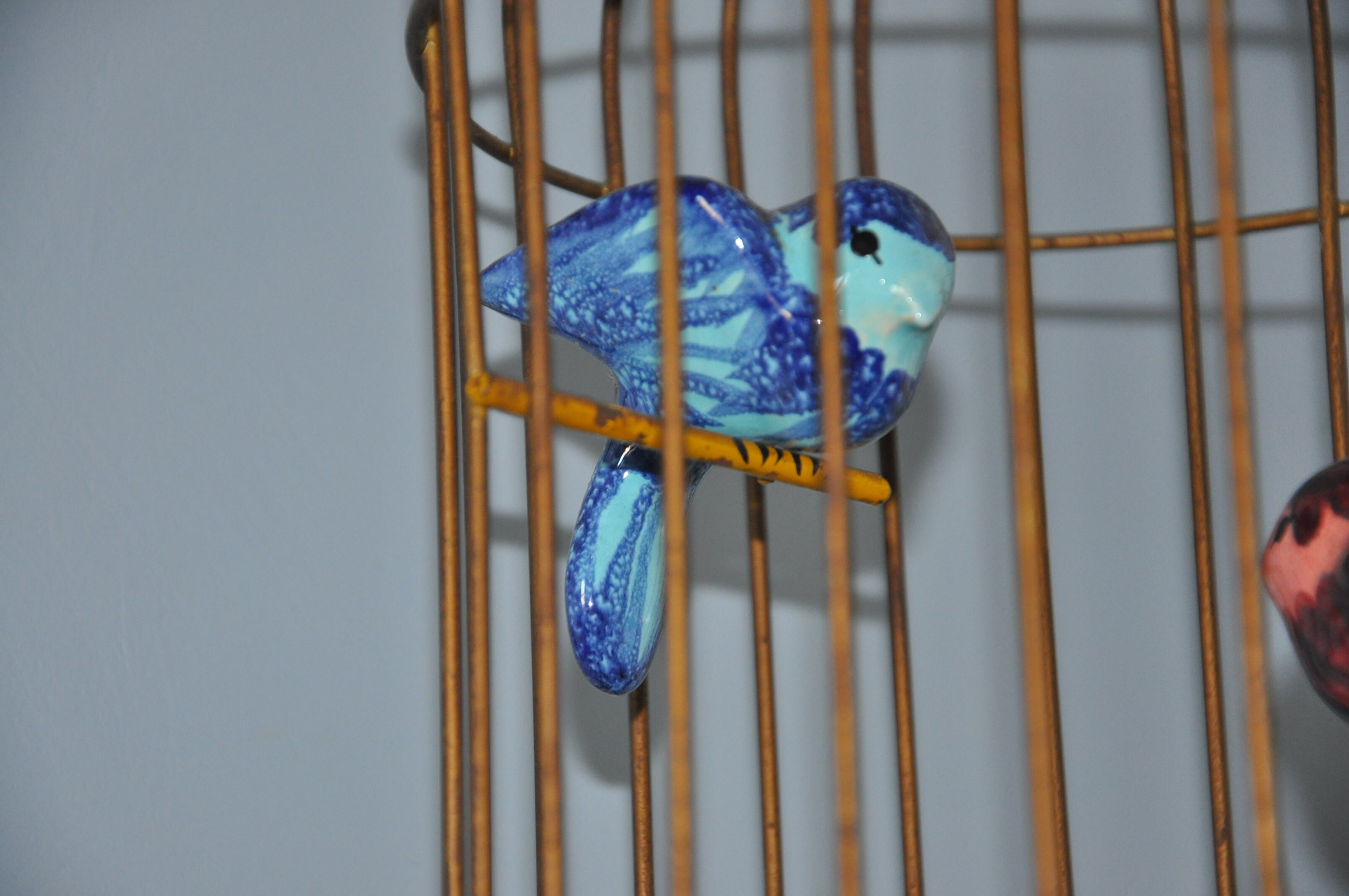 Lustre suspension cage à oiseaux vintage