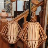 Pair of rattan suspensions 1960s-1970s
