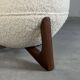 Totemo stool by forme, ivory dedar bouclé upholstery, walnut legs