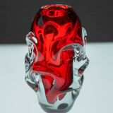 Mid-Century Modern Handmade Crystal Vases in Bright Red by Börne Augustsson