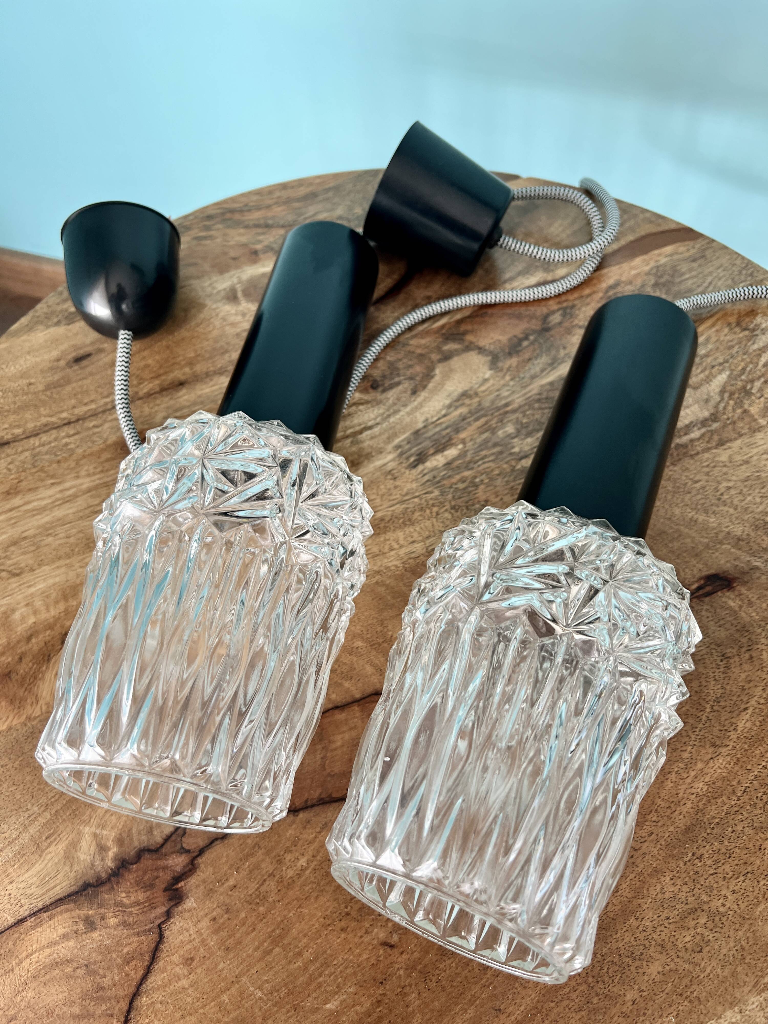 Vintage pendant lamps / art deco lamp shade / 1960's / mid century lamp