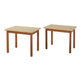 2 tables d'appoint en travertin avec structure en teck, années 1960