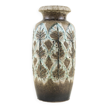 Scheurich ceramic floor vase with botanical relief pattern, Germany, 1970s