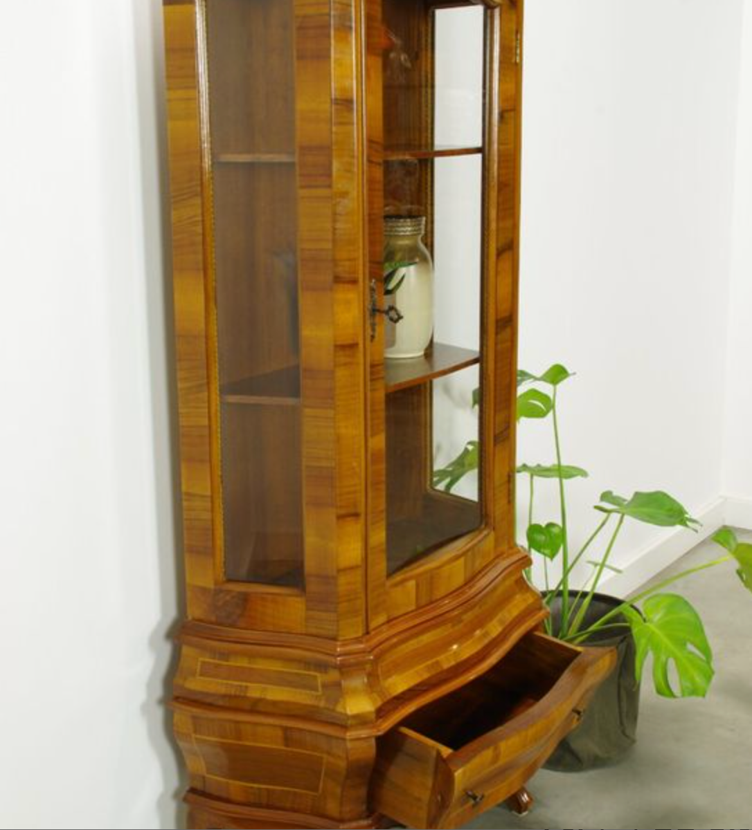 Vintage walnut wood showcase