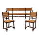 Bench and 2 chairs in solid oak and straw, French craftsmanship from 1940.