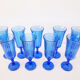Set of 9 blue champagne flutes