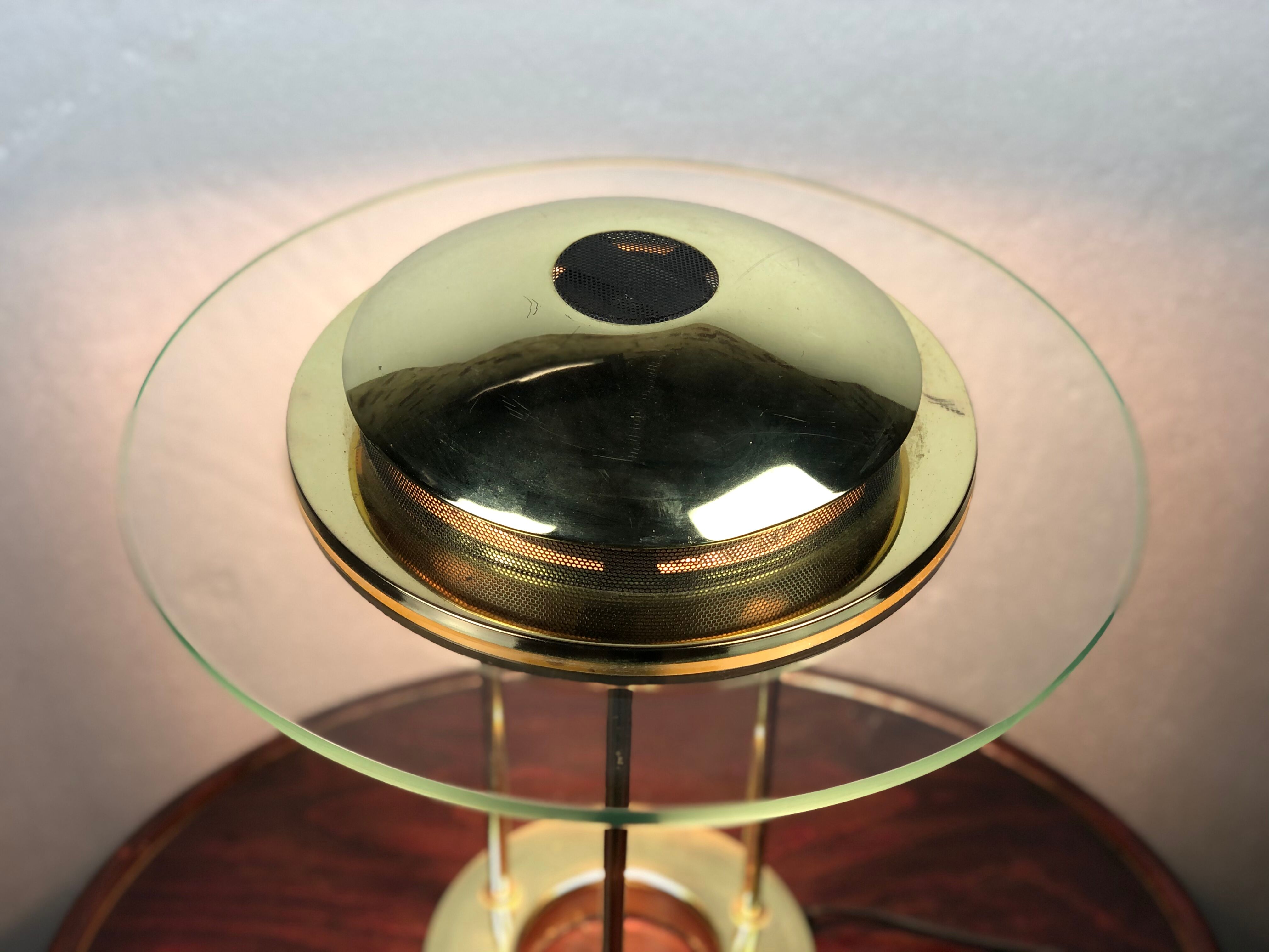 Vintage lamp with glass intensity dimmer and brass Italian design 1980'S
