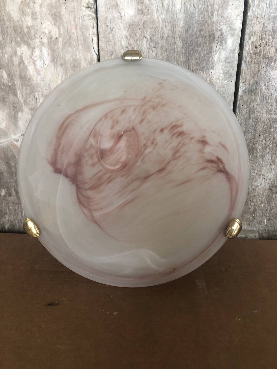 Old Glass Wall Lamp + Vintage Metal Support #A711