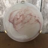 Old Glass Wall Lamp + Vintage Metal Support #A711