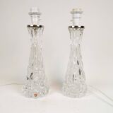 Mid-century Swedish crystal table lamps from Orrefors by Carl Fagerlund.