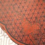 Stool Chinese pedestal table old red lacquer