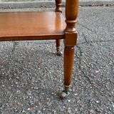 High bedside table in solid wood with drawers on casters