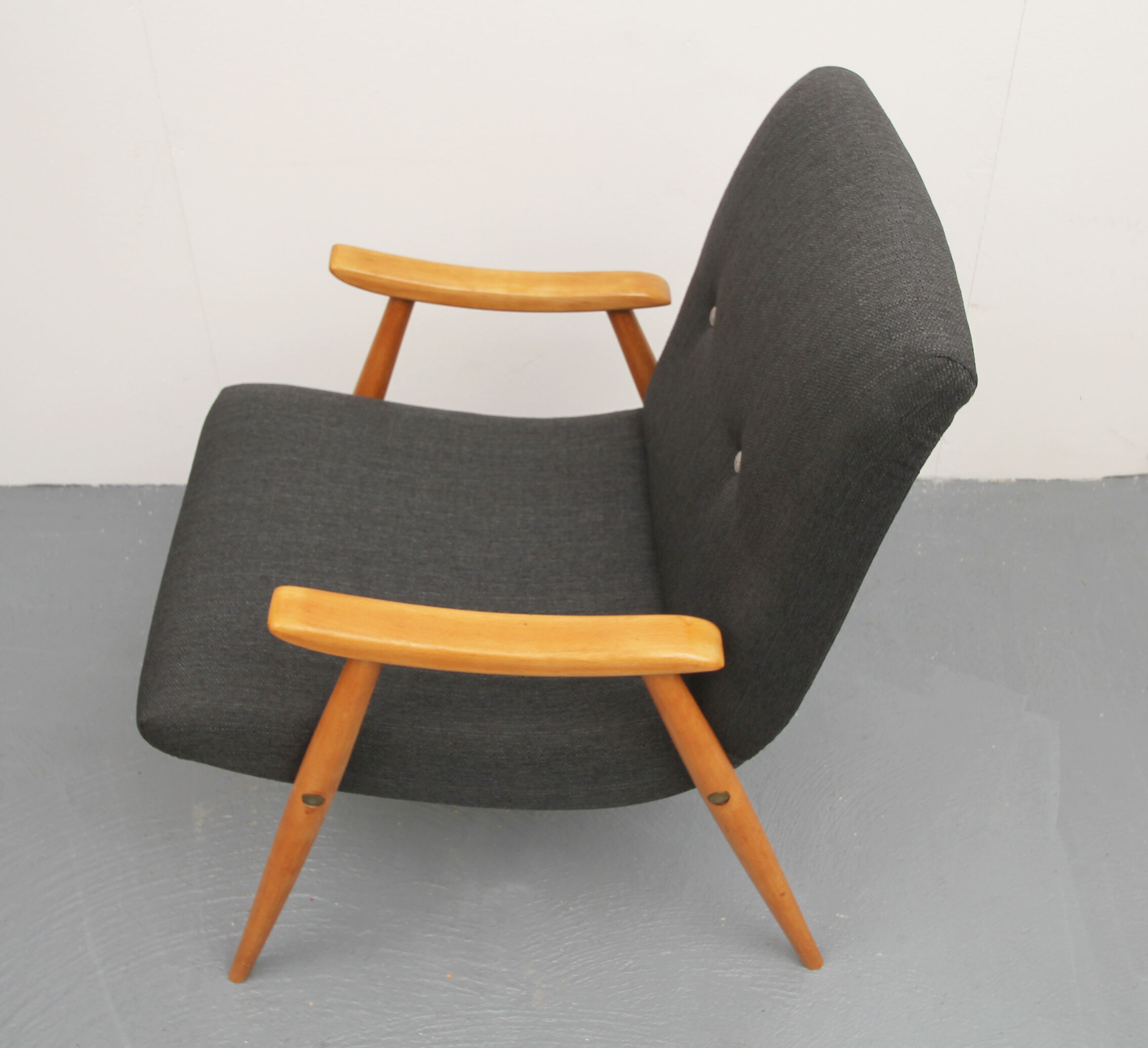 1950s armchair dark-grey, completely restored
