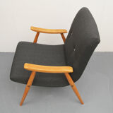 1950s armchair dark-grey, completely restored