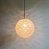 Suspension Space Age in brass and textured glass, 1970s