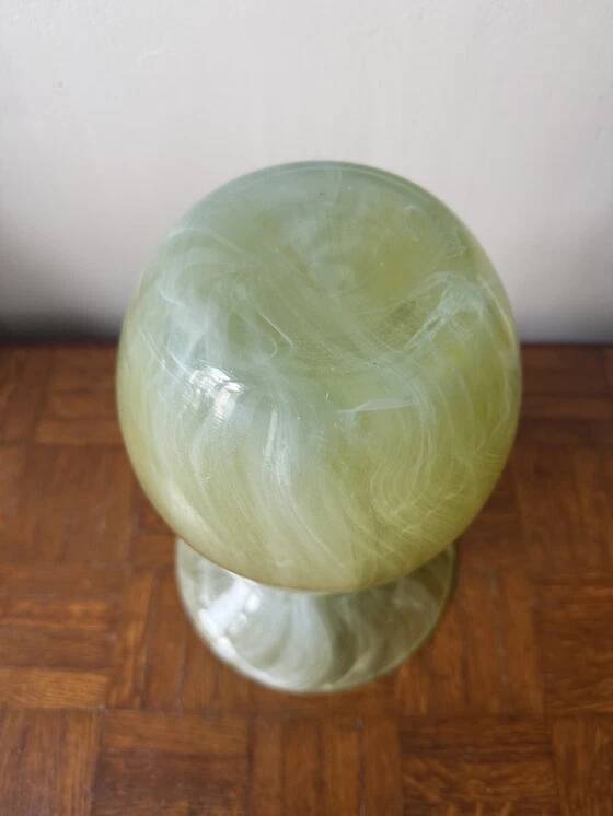 Yellow glass vase, hand-painted using the cold technique