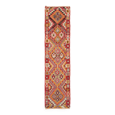 Turkish Handwoven Vintage Herki Kilim 88 cm x 334 cm