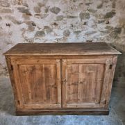 Antique French work cabinet in pine with two doors – rustic country style