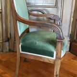 Pair of mahogany armchairs/palm décor/Restoration period