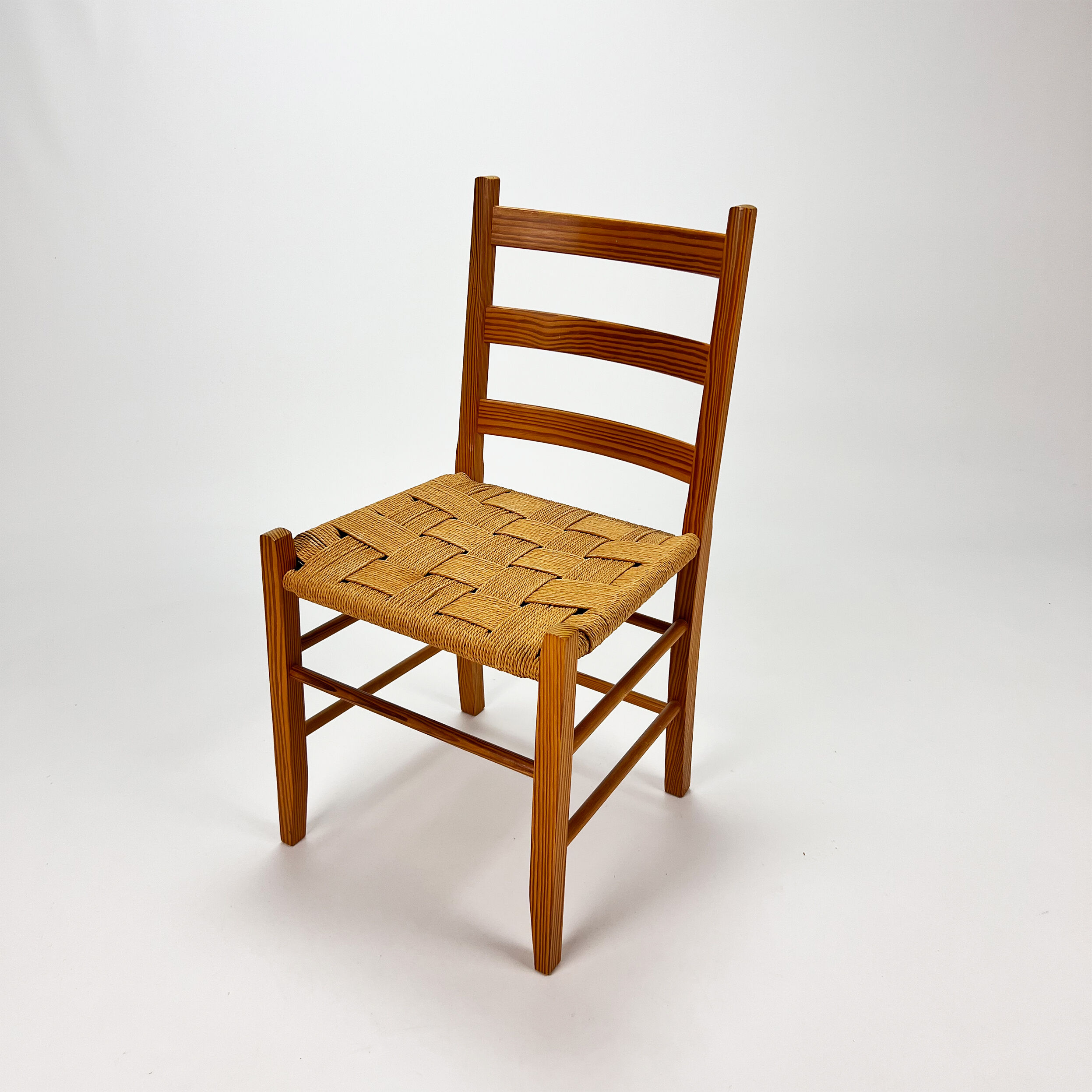 Mid Century Pine and Papercord Side Chair, 1960s