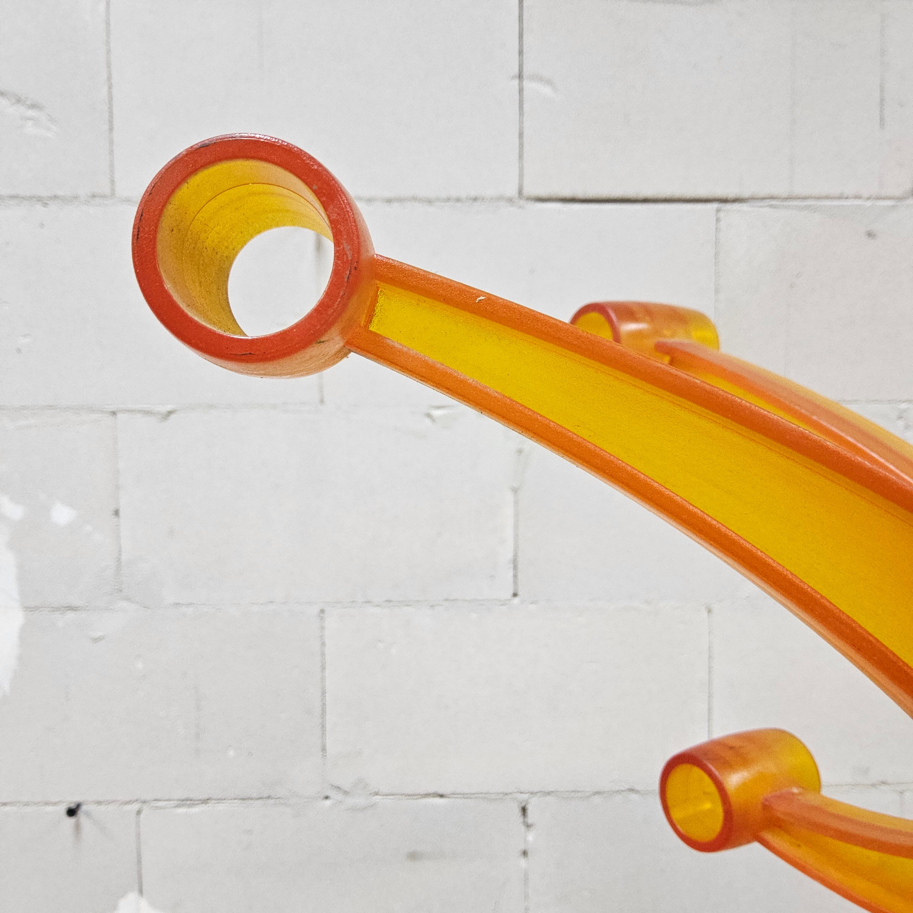 Vintage space age orange Italian style plastic coat rack