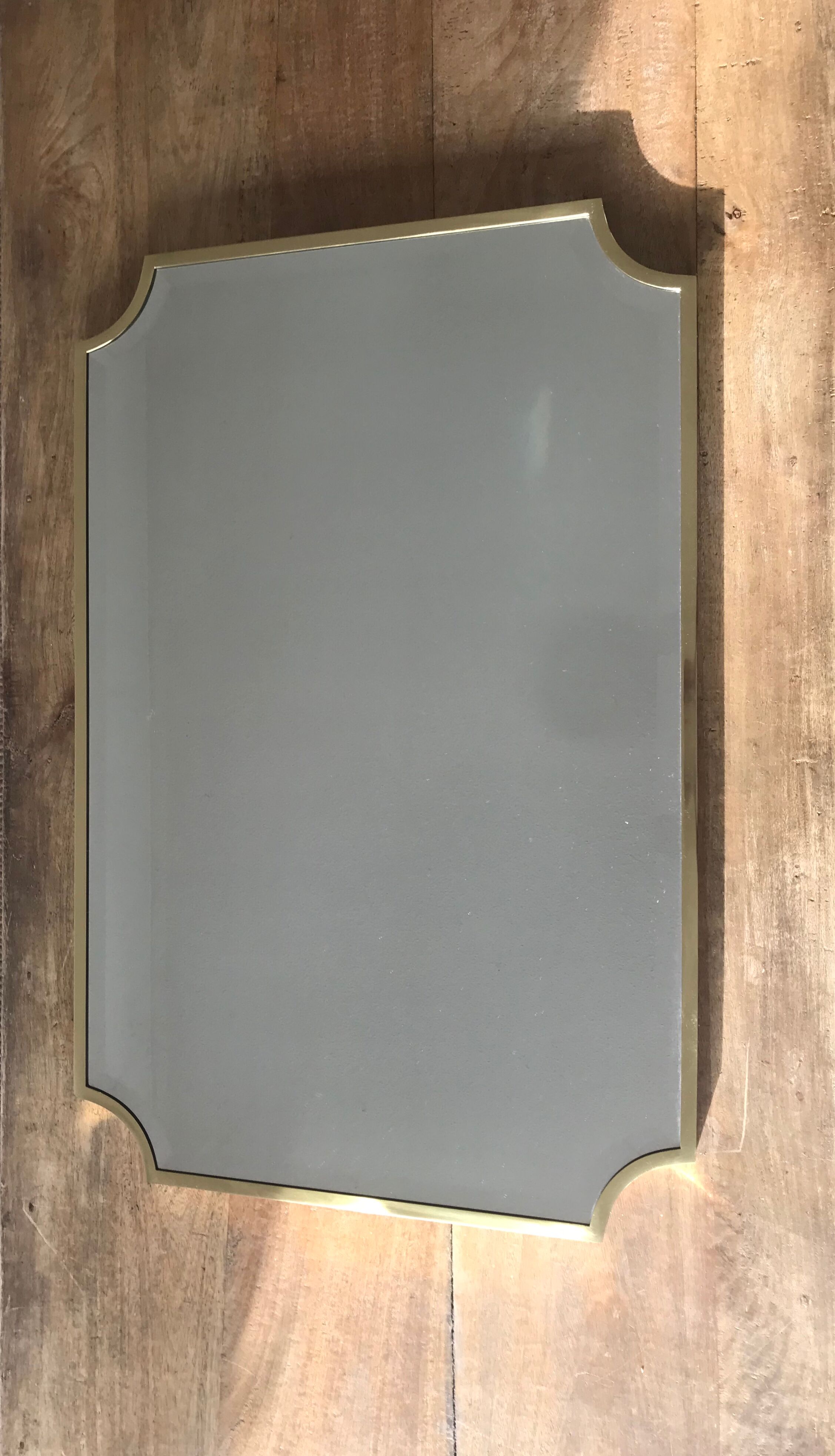 Brass bevelled mirror, Italy, 60s