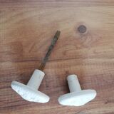 Set of two white painted cast iron door handles