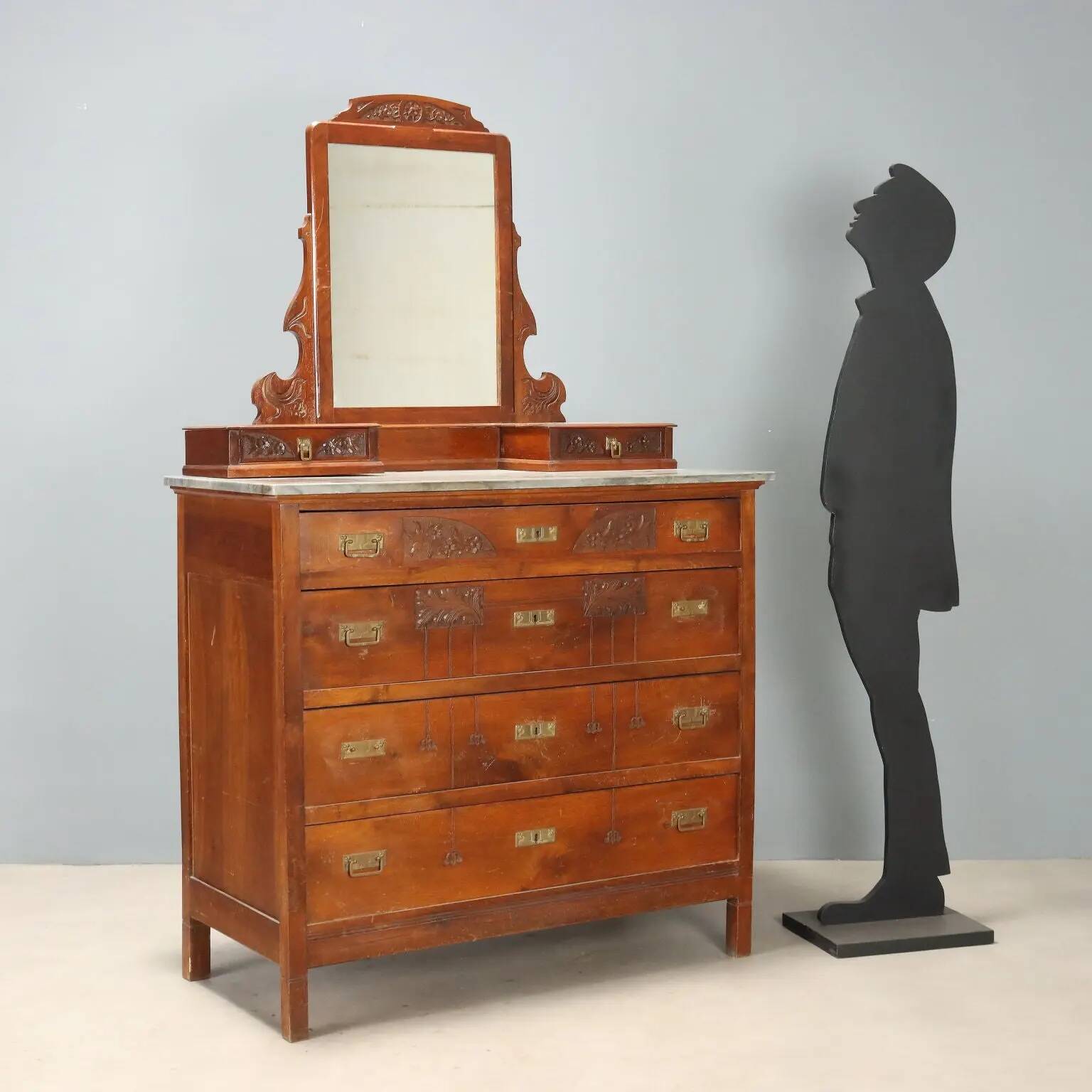 Antique Art Nouveau mahogany commode, Italy, 20th century