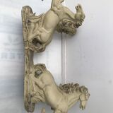 Coffee table glass top on 4 vintage horses