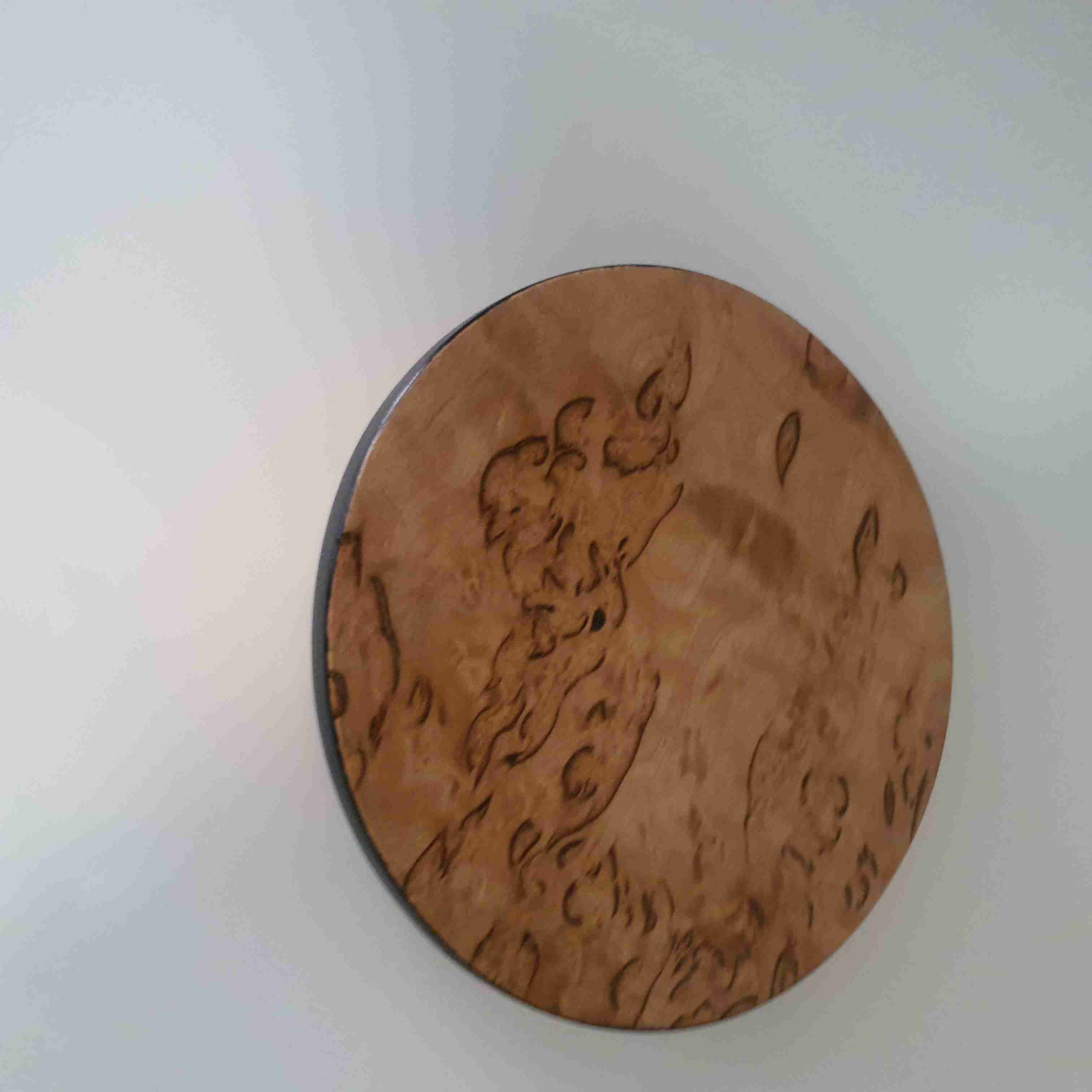 Hanging chandelier, birch root veneer