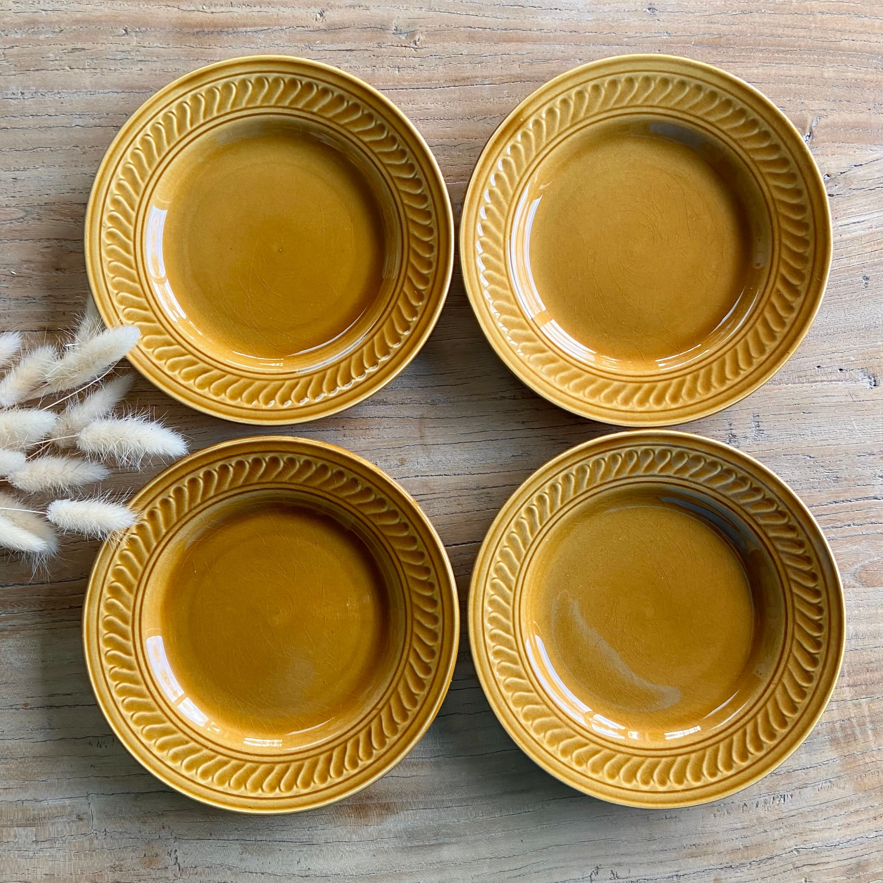 6 vintage gien france dessert plates