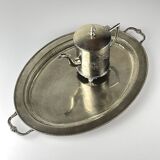 Vintage teapot and tray in solid silver by Royal Sheffield, England, 1950s, Set of 2.