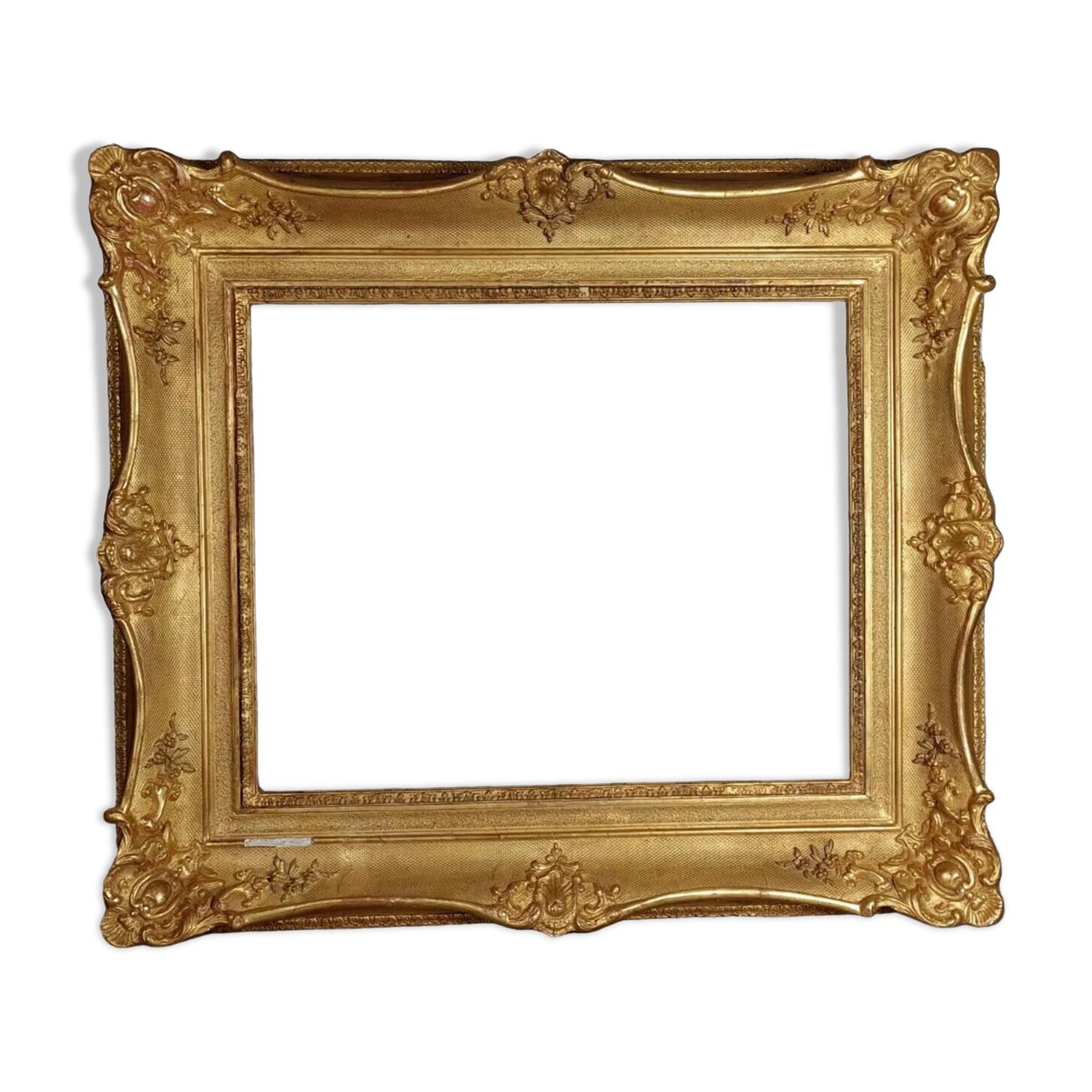 Cadre XIXe siècle style Louis XV bois stuc doré d'origine 66x57 feuillure 47x39 cm SB