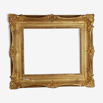 Cadre XIXe siècle style Louis XV bois stuc doré d'origine 66x57 feuillure 47x39 cm SB