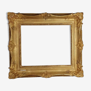 Frame nineteenth century Louis XV style wood original gilded stucco 66x57 foliage 47x39 cm SB