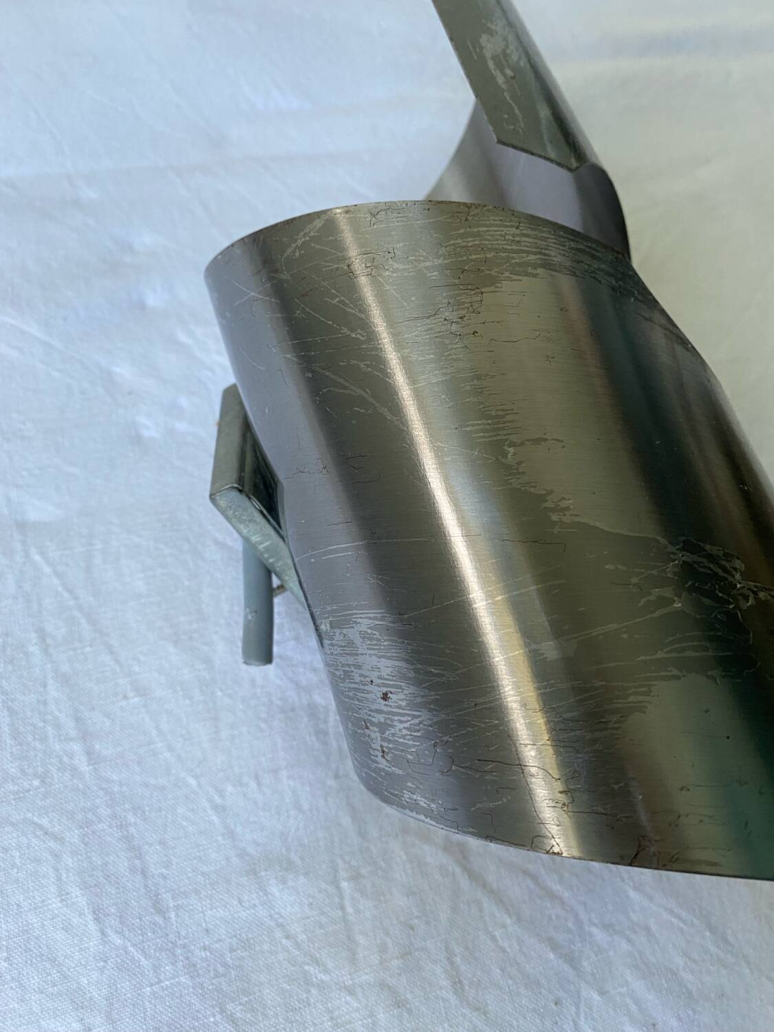 Brushed stainless steel wall light by Oxar France, vintage 1970s