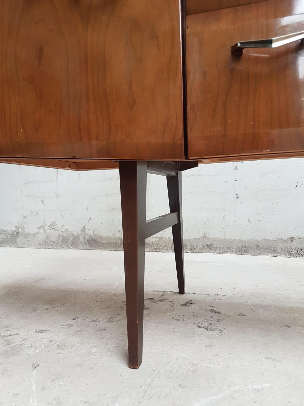 Vintage mid century walnut effect compact scandinavian sideboard