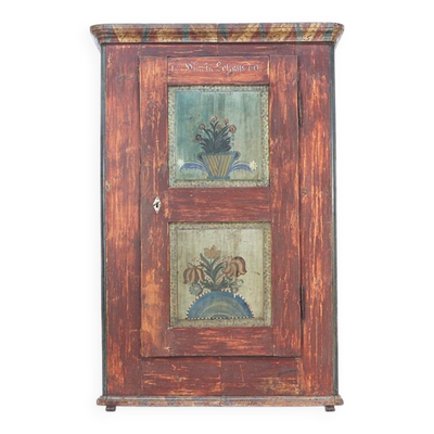 Cabinet de mariée peint en art populaire rustique antique 1860