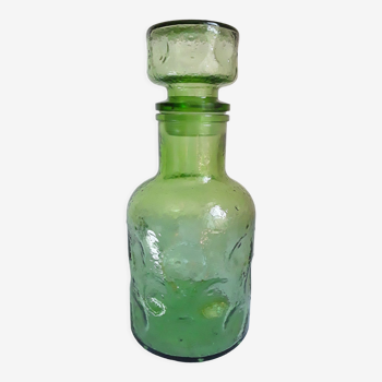 Vintage 1970 green glass decanter
