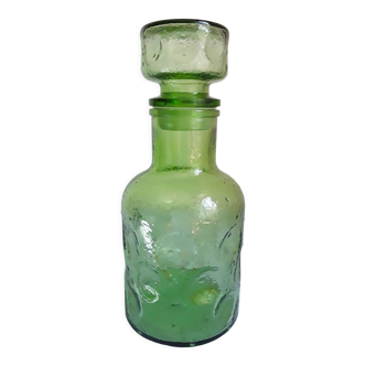 Vintage 1970 green glass decanter