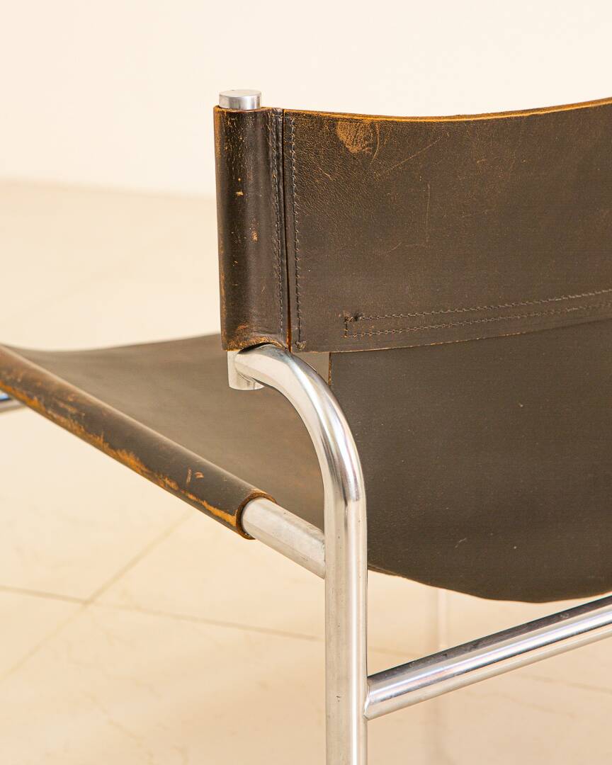 "SZ12" armchair in brown leather by Walter Antonis for Spectrum 60's