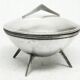 Space age sugar bowl, silver-plated brass, Poland, 1960s