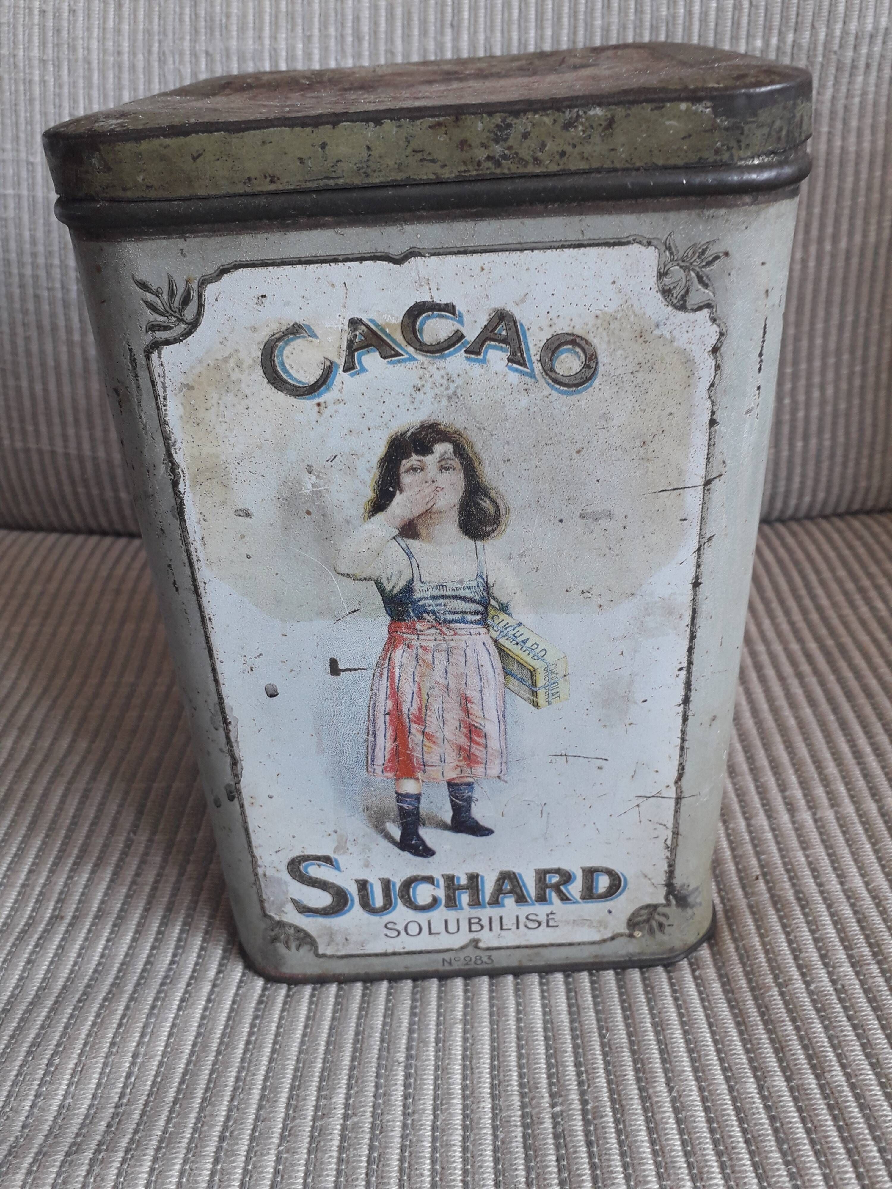 Old metal advertising box cocoa Suchard from the 30s