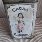 Old metal advertising box cocoa Suchard from the 30s