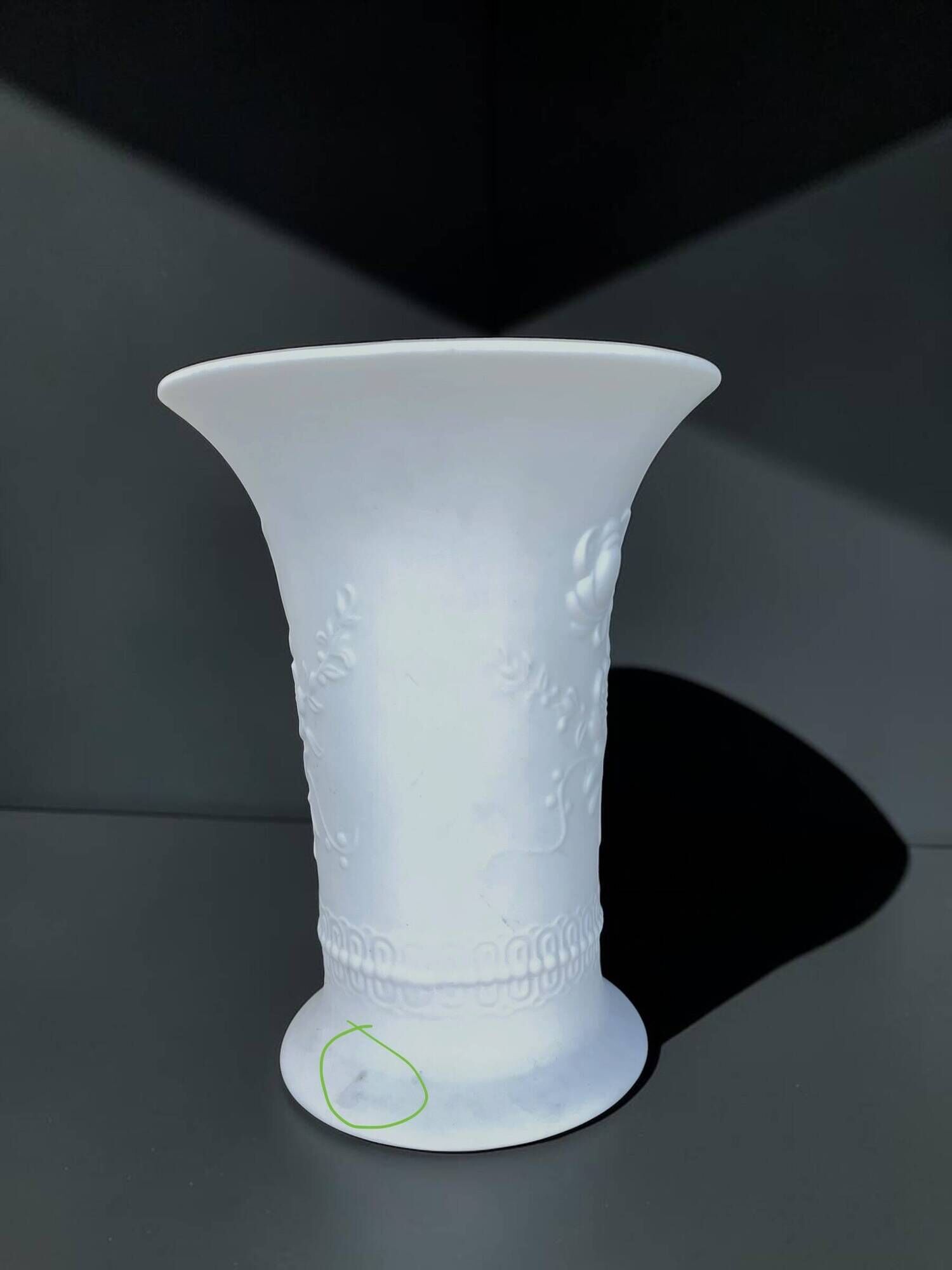 KAISER vase in biscuit porcelain with botanical relief, 1960s