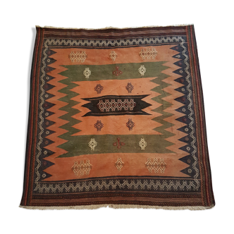 Tapis kilim marocain atlas 130x141cm fait main 100% laine