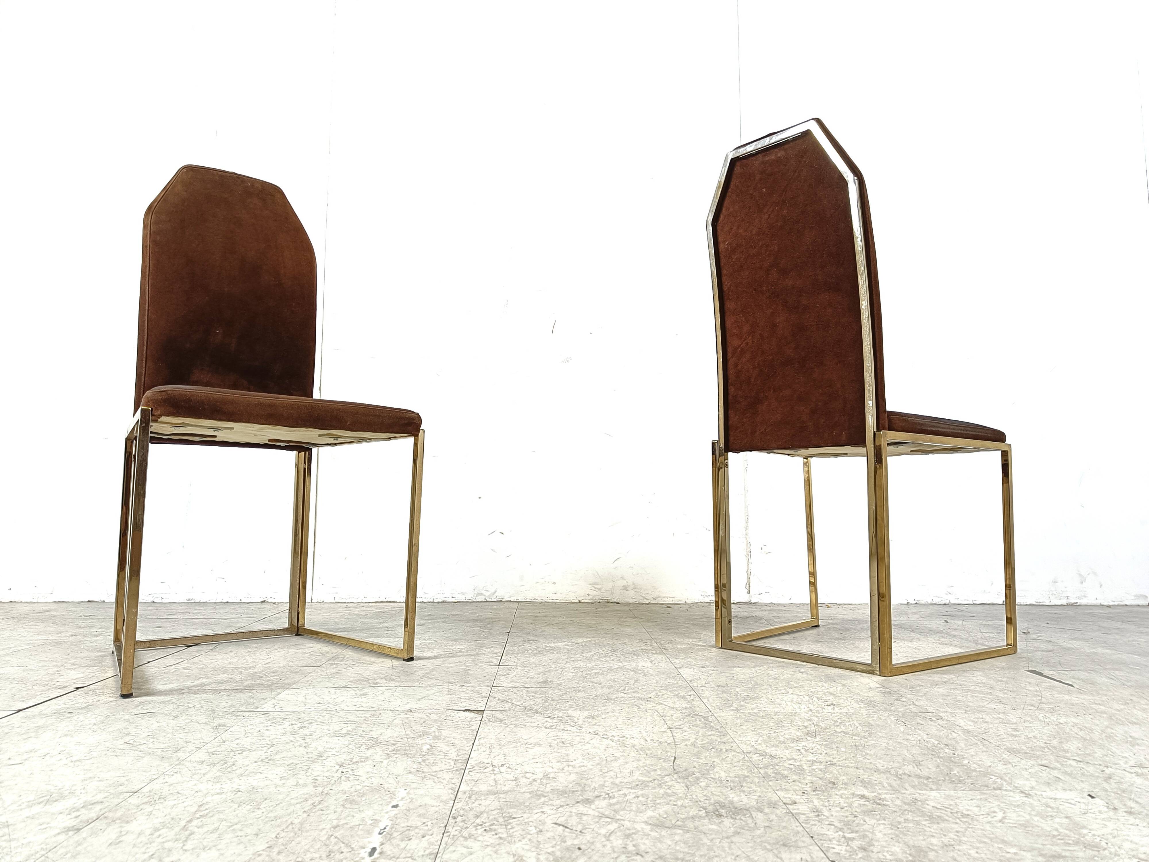 Vintage brass dining chairs by Belgo chrom, 1970s